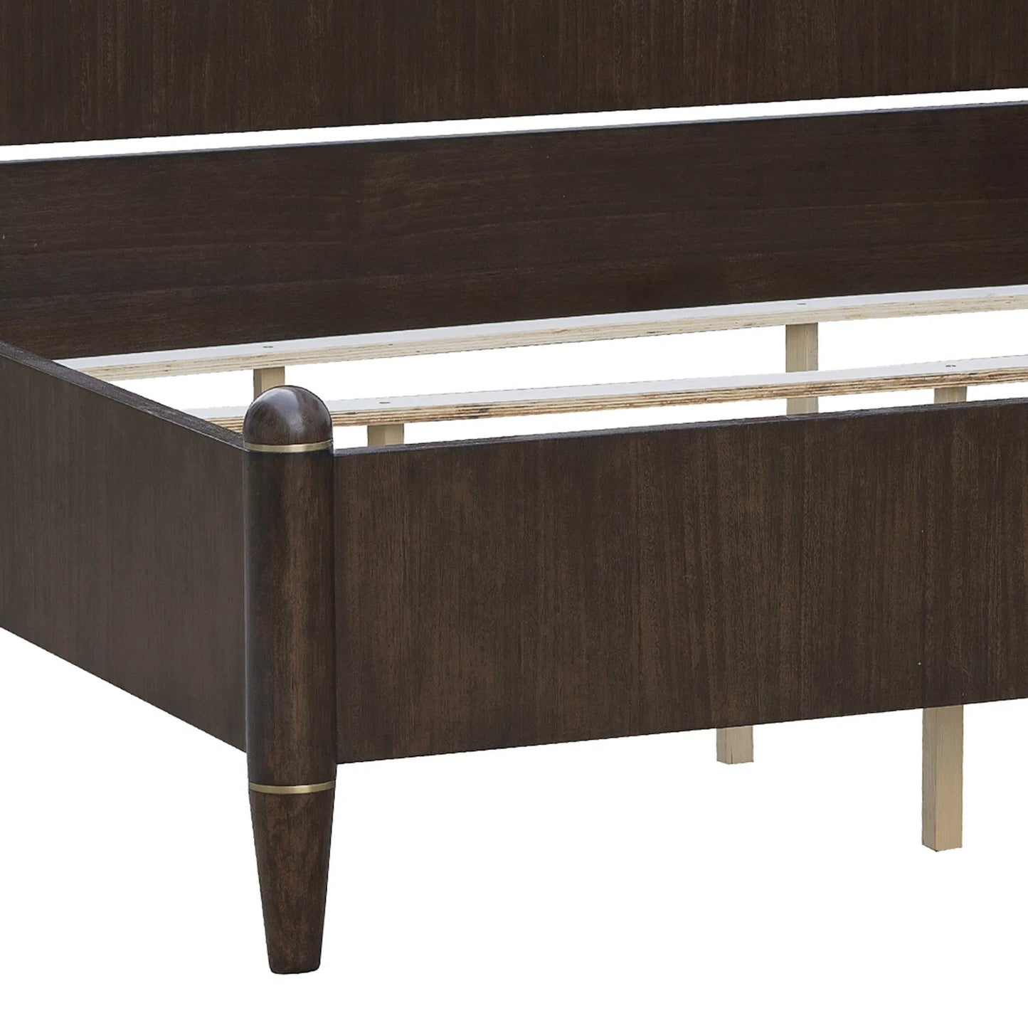 006 SI-2449337,SI-2449338,SI-2449339 | Closeup | Asher Park Poster Poster Bed by Pulaski Furniture in piano brown. Made from eucalyptus veneers in a traditional style.