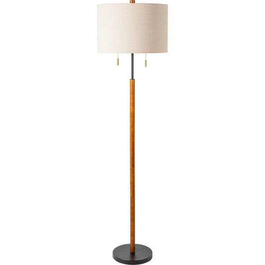 Dame - 32533 by Livabliss in body: tan, base: black, shade (outside): beige, shade (inside): white, finial: tan, cord: black and hand paintedwood finishwood finish. Made from shade (outside): linen, shade (inside): polyes