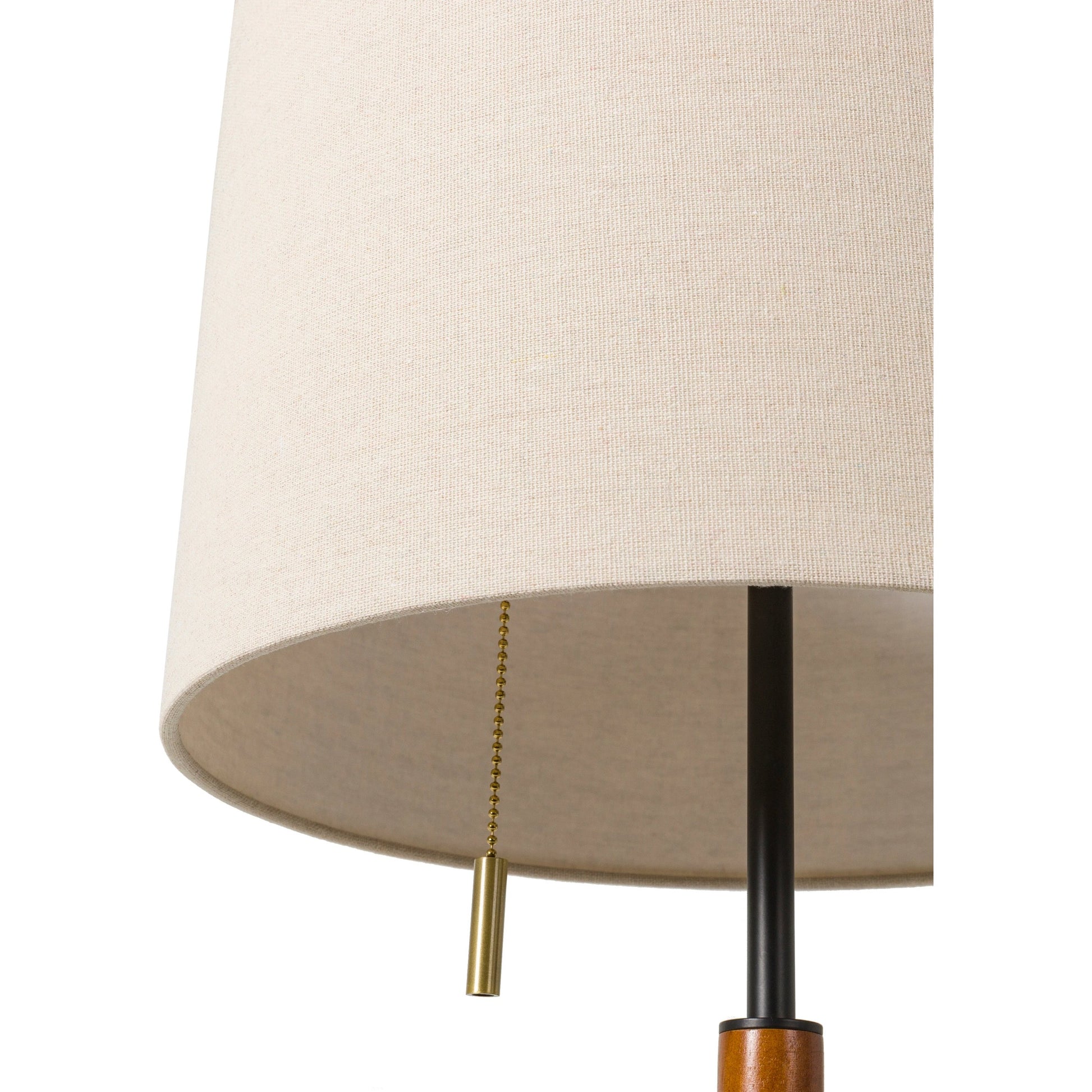 Dame - 32534 by Livabliss in body: tan, base: black, shade (outside): beige, shade (inside): white, finial: tan, cord: black and hand paintedwood finishwood finish. Made from shade (outside): linen, shade (inside): polyes
