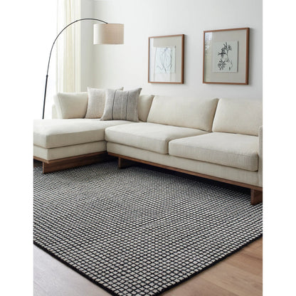 Damier DMI-2300 Rug by Surya in cream, black. Made from face: 100% wool, warp: 100% cotton in a unique style.