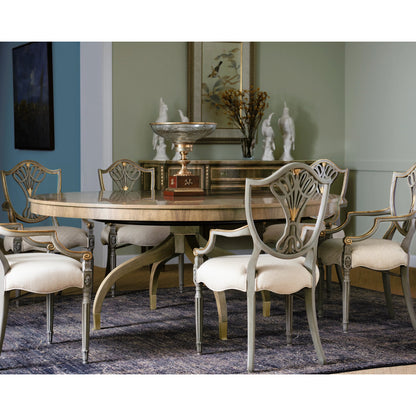 Buckingham Round Bleached Walnut Dining Table by Jonathan Charles in brown and bleached walnut. Made from walnut in a transitional style.