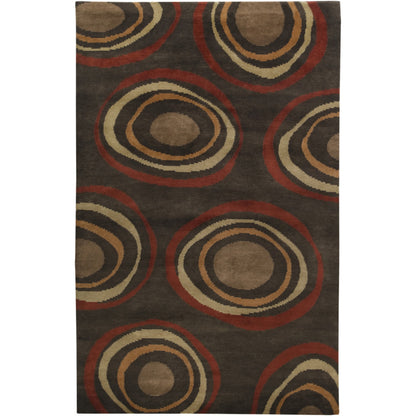Dimensions DMN-6606 Rug by Surya in black, rust, light brown, dark brown, brown. Made from 100% wool in a unique style.