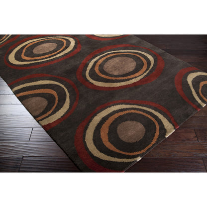Dimensions DMN-6606 Rug by Surya in black, rust, light brown, dark brown, brown. Made from 100% wool in a unique style.