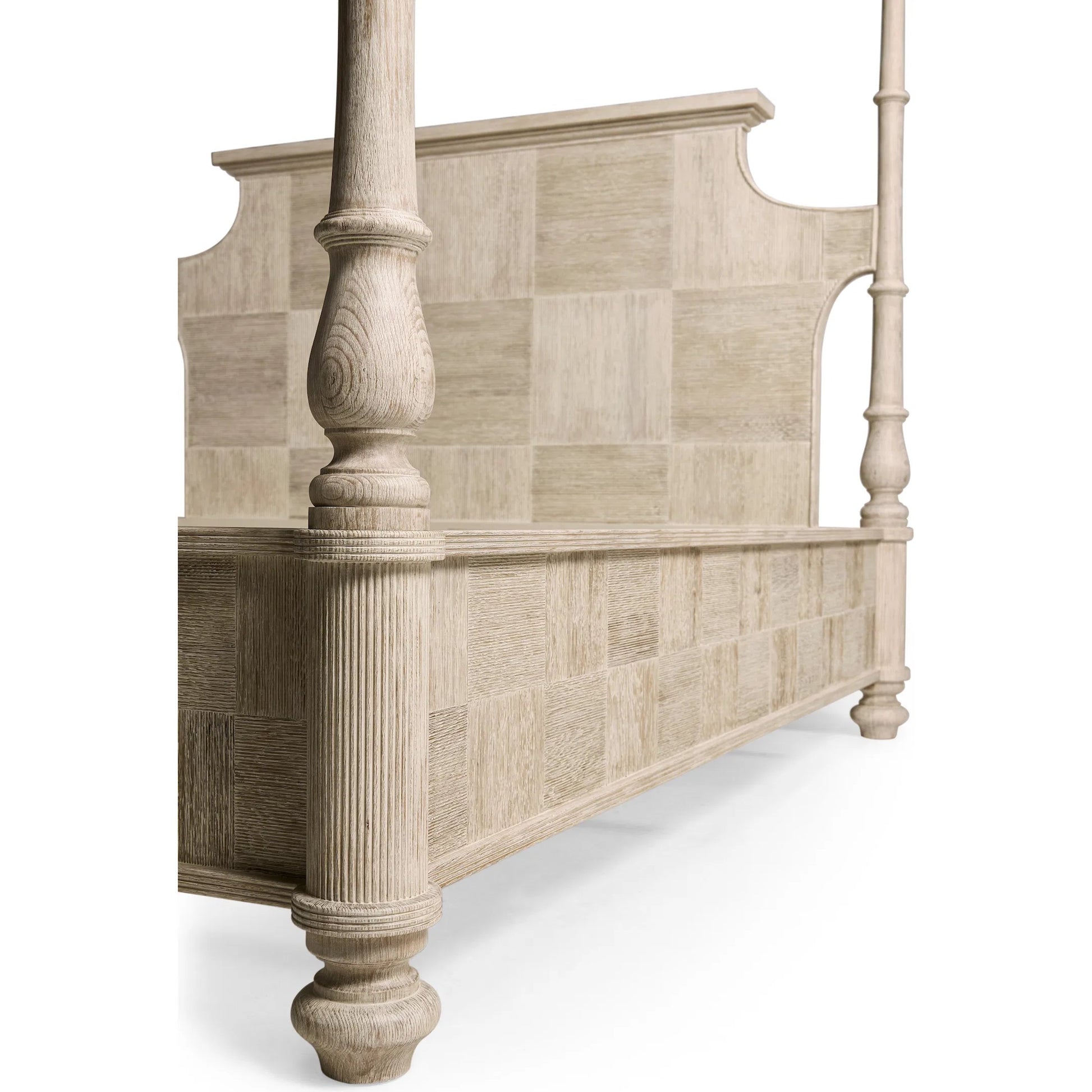 Bywater Poster Bed by Jonathan Charles in beige and washed acacia. Made from oak, beech in a transitional style.