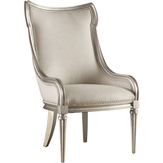 Morrissey Dessner Host Chair by A.R.T. Furniture in silver and bezel. Made from parawood solids, foam, fabric, metal in a transitional style.
