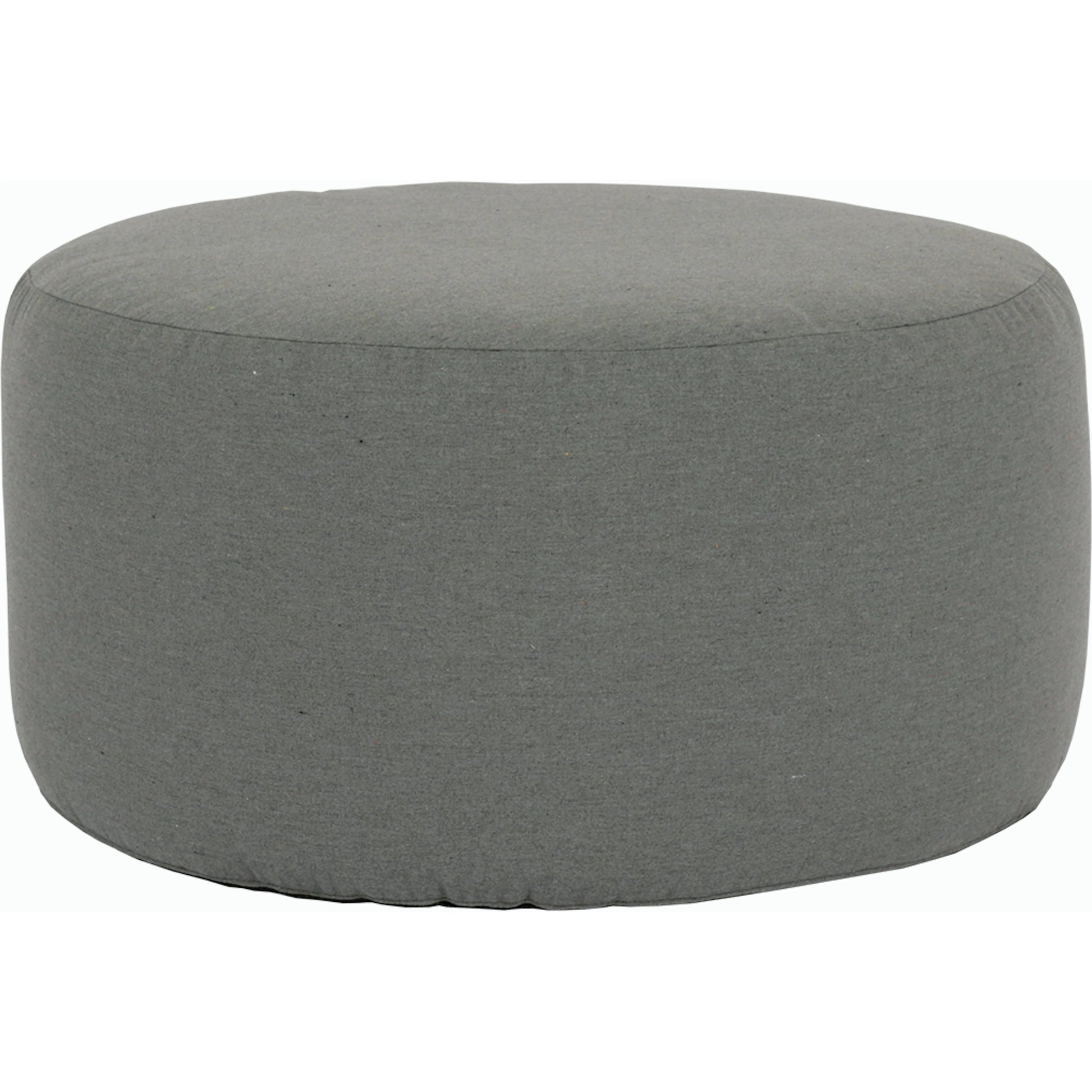 Round Outdoor Coffee Table/Ottoman by Sunset West in granite. Made from sunbrella in a modern style.
