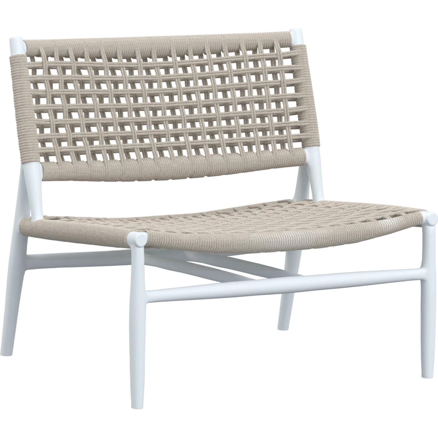 001 SI-2167186 | Primary Silo | Bahia Outdoor Cushionless Accent Chair by Sunset West in frost. Made from aluminum / olefin rope in a coastal style.