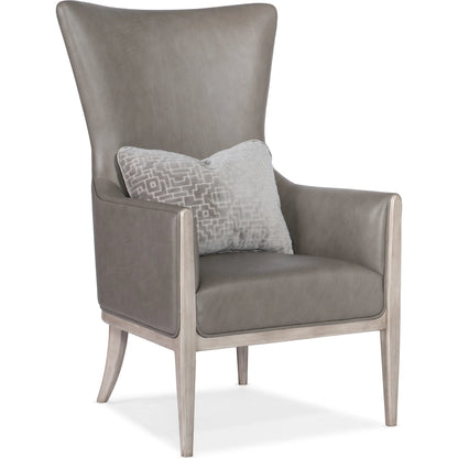 Kyndall Club Chair by Hooker Furniture in light wood. Made from leather, fabric, (semi-aniline top grain) in a modern style.