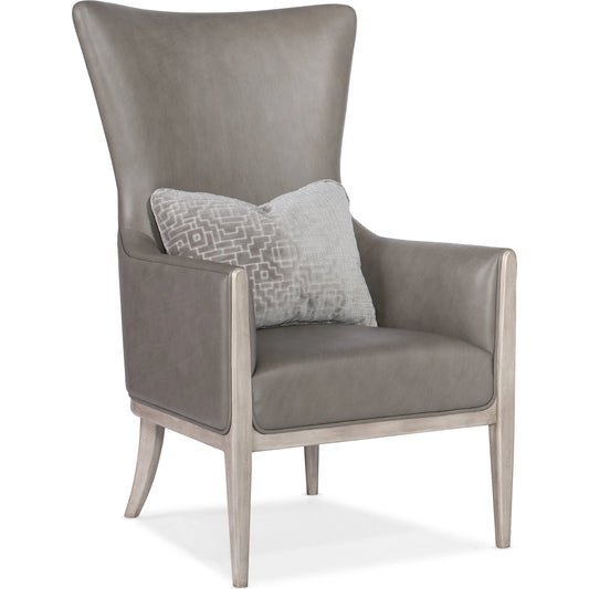 Kyndall Club Chair by Hooker Furniture in light wood. Made from leather, fabric, (semi-aniline top grain) in a modern style.