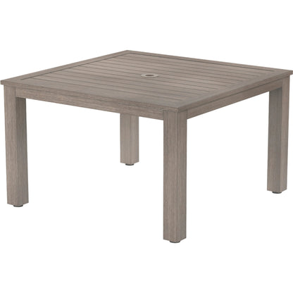Laguna Outdoor 48" Square Table by Sunset West in driftwood. Made from aluminum in a modern style.