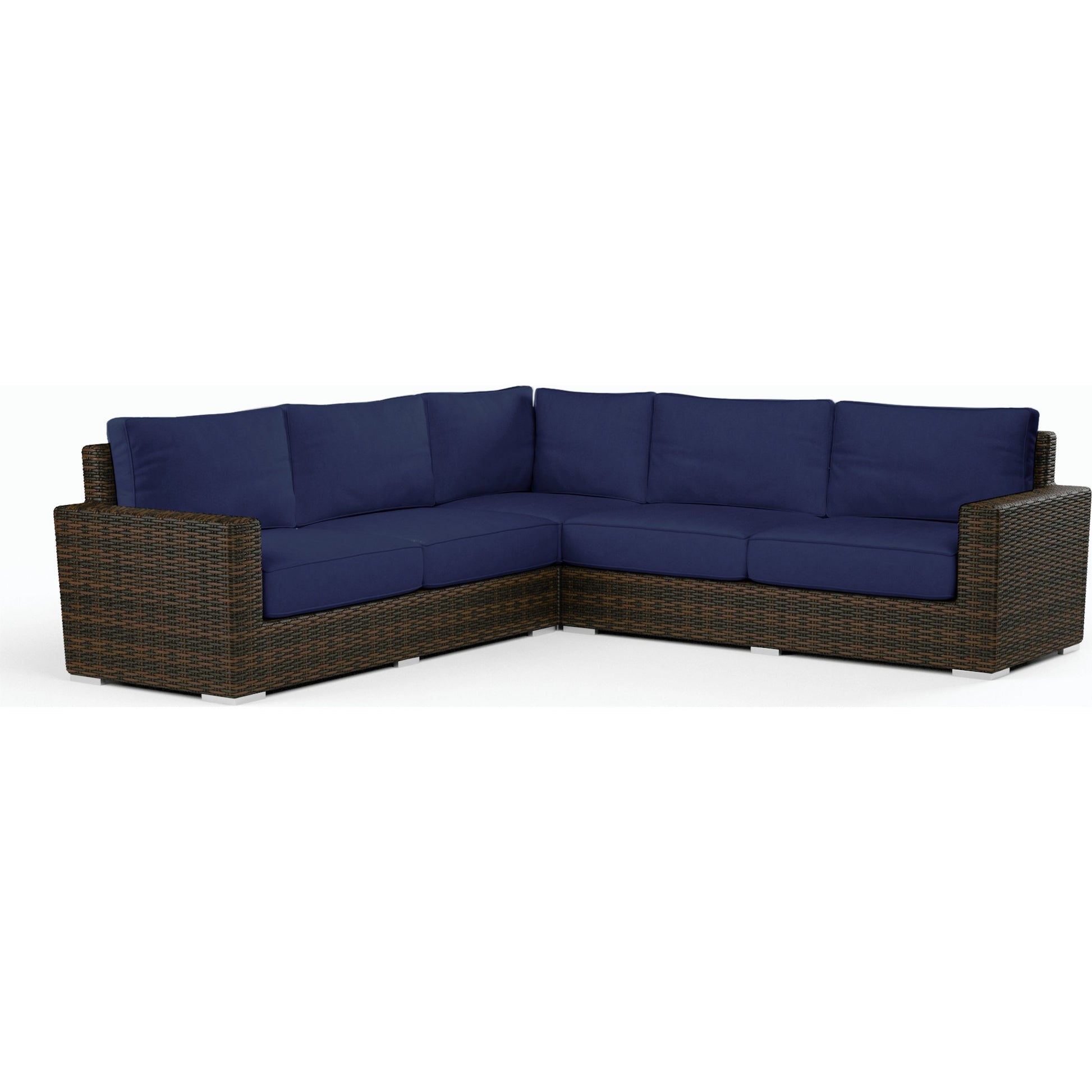 Montecito Outdoor Sectional by Sunset West in cognac. Made from resin wicker in a modern style.