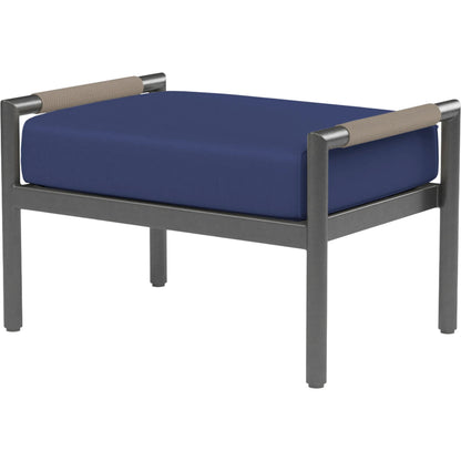 Pietra Outdoor Ottoman by Sunset West in grays. Made from olefin rope in a modern style.