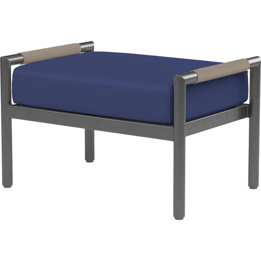 Pietra Outdoor Ottoman by Sunset West in grays. Made from olefin rope in a modern style.