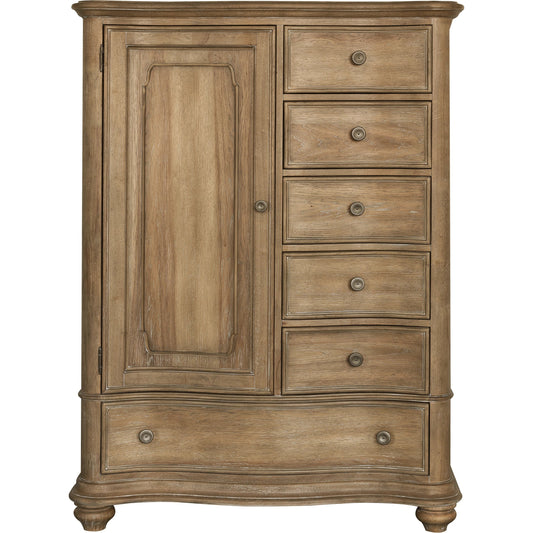 Weston Hills Door Chest by Pulaski Furniture in flax seed. Made from hardwood solids, hickory veneers in a traditional style.