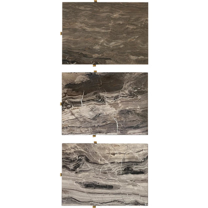 Flying  Side Table by Currey and Company in natural, gold. Made from cappuccino stone, iron in a modern style.