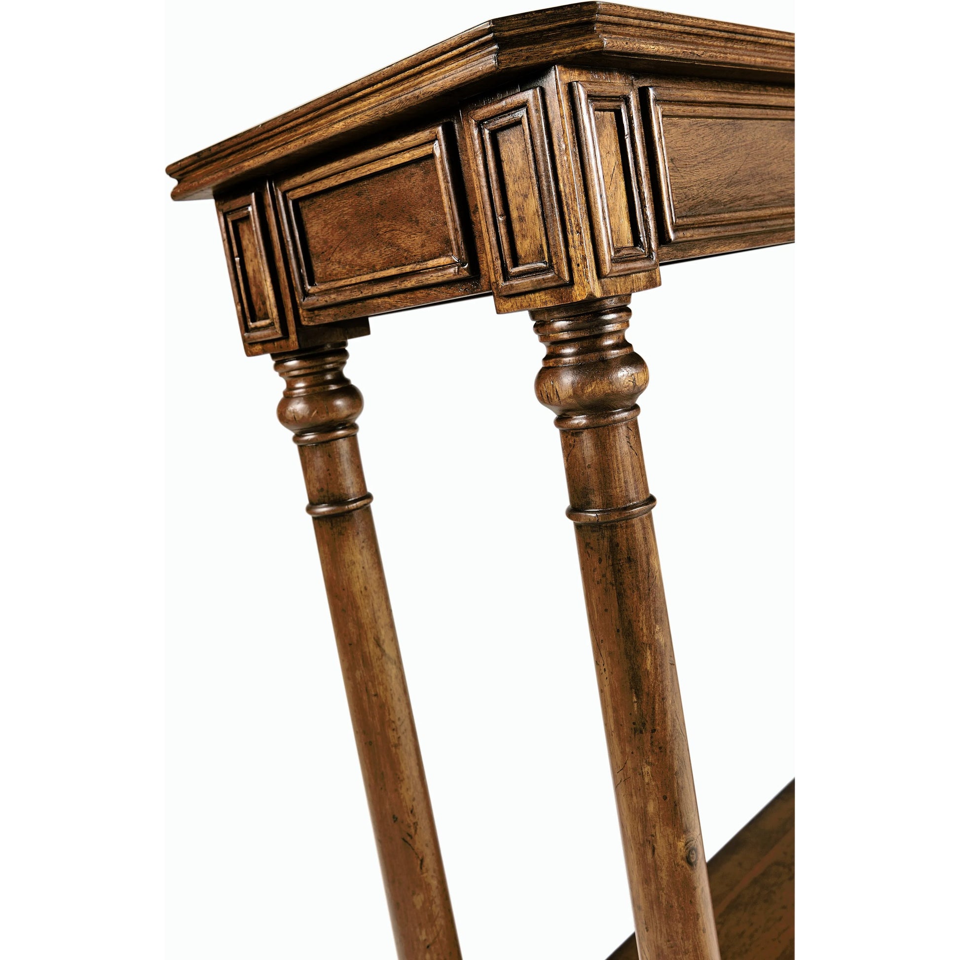 Curated Narrow Dark Walnut Console Table by Jonathan Charles in brown and medium walnut. Made from acacia in a traditional style.