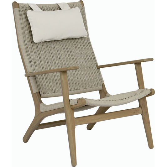 Coastal Outdoor Teak Cushionless Highback Chair by Sunset West in teak. Made from teak in a coastal style.