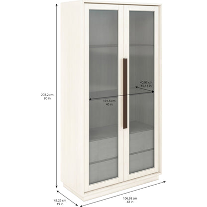Blanc Display Cabinet by A.R.T. Furniture in alabaster, burnished bronze. Made from parawood solids, metal, glass in a modern style.