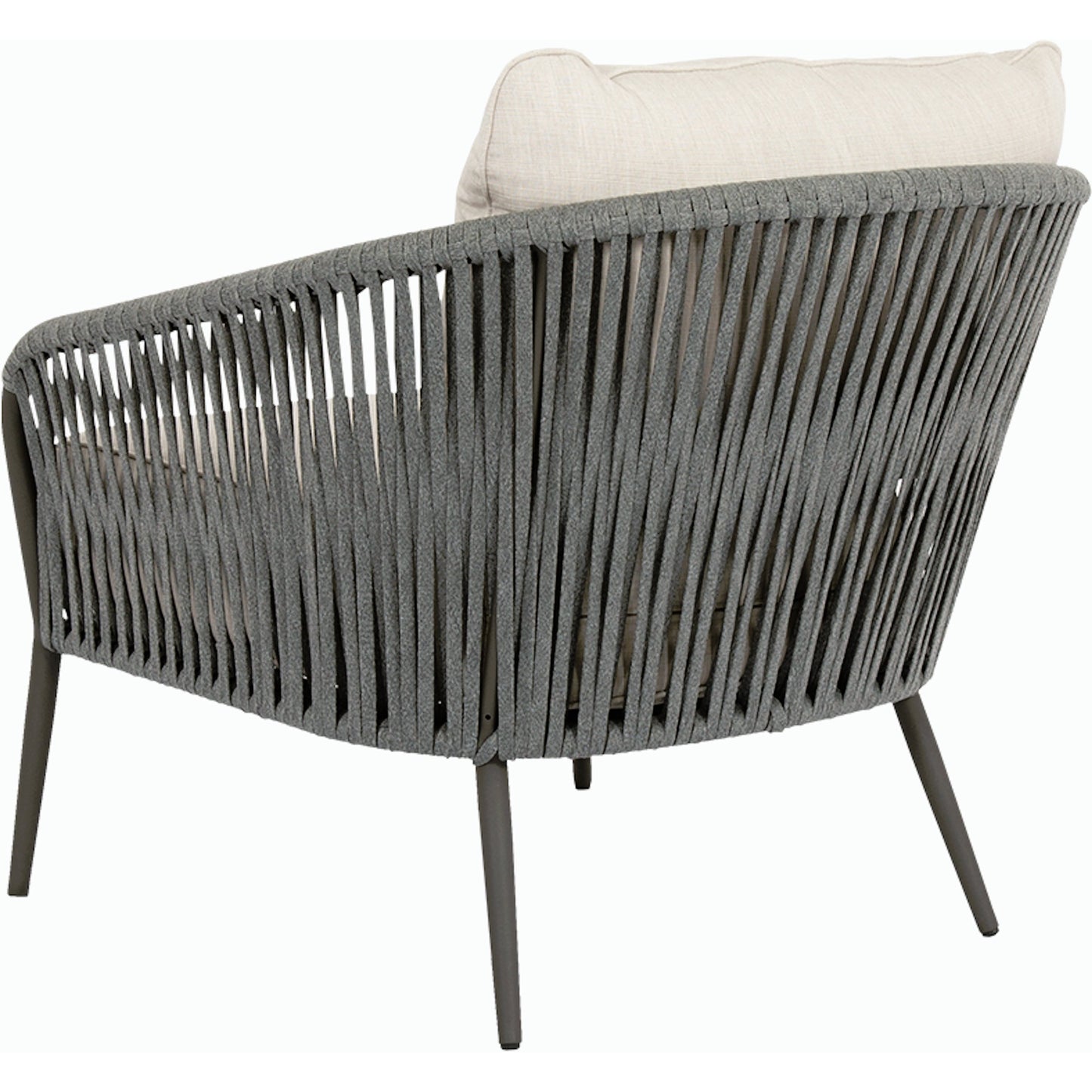 003 SI-2167041 | Additional Silo | Florence Outdoor Club Chair by Sunset West in graphite. Made from olefin rope in a coastal style.