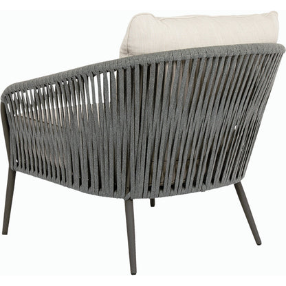 Florence Outdoor Club Chair by Sunset West in graphite. Made from olefin rope in a coastal style.