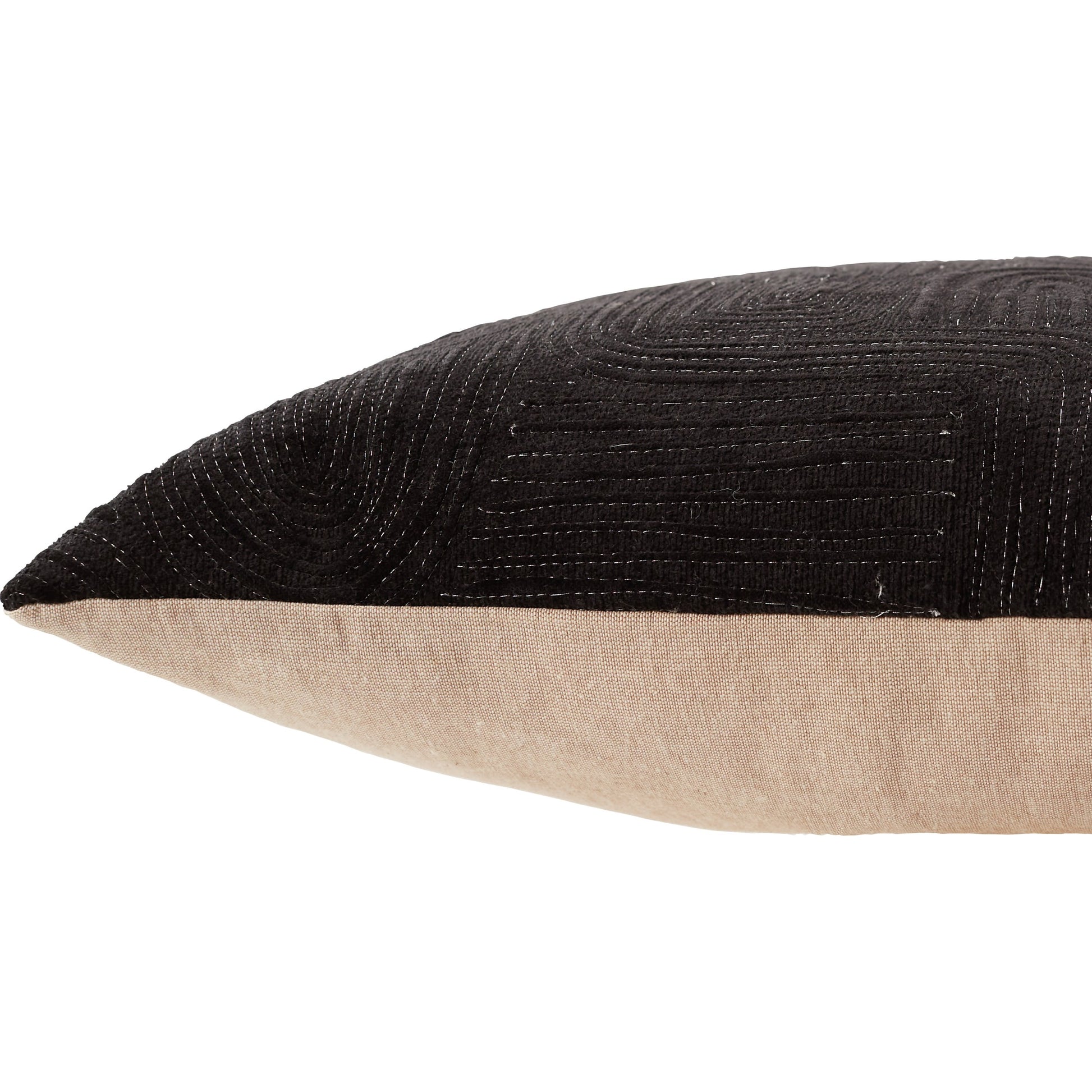 Deco by Nikki Chu DOC01 Pillow by Jaipur Living in ivory, gold. Made from 100% cotton in a modern style.