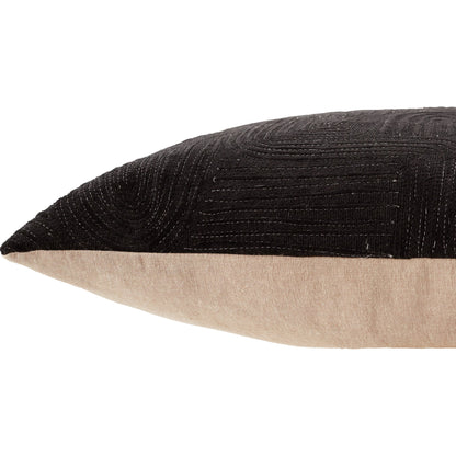 Deco by Nikki Chu DOC01 Pillow by Jaipur Living in ivory, gold. Made from 100% cotton in a modern style.