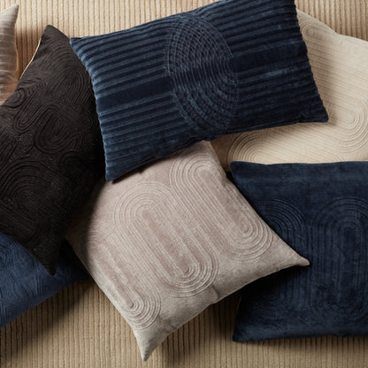 Deco by Nikki Chu DOC01 Pillow by Jaipur Living in ivory, gold. Made from 100% cotton in a modern style.