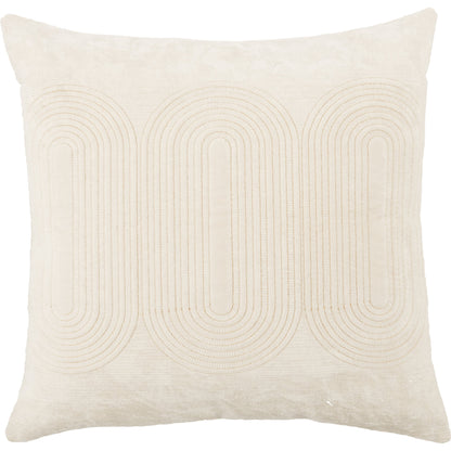 Deco by Nikki Chu DOC01 Pillow by Jaipur Living in ivory, gold. Made from 100% cotton in a modern style.