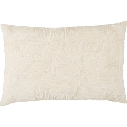 Deco by Nikki Chu DOC01 Pillow by Jaipur Living in ivory, gold. Made from 100% cotton in a modern style.