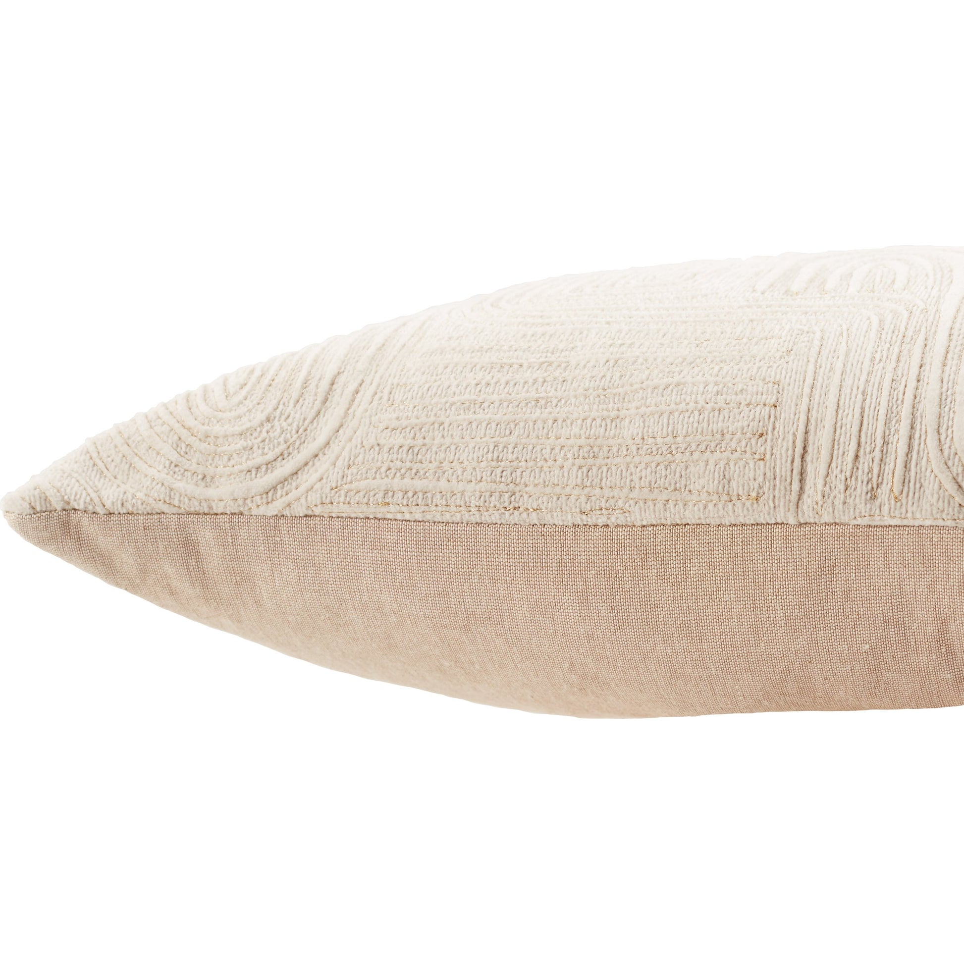 Deco by Nikki Chu DOC01 Pillow by Jaipur Living in ivory, gold. Made from 100% cotton in a modern style.