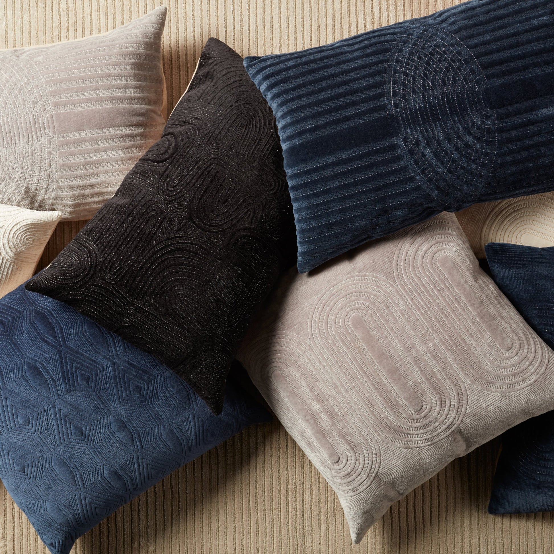 Deco by Nikki Chu DOC01 Pillow by Jaipur Living in ivory, gold. Made from 100% cotton in a modern style.