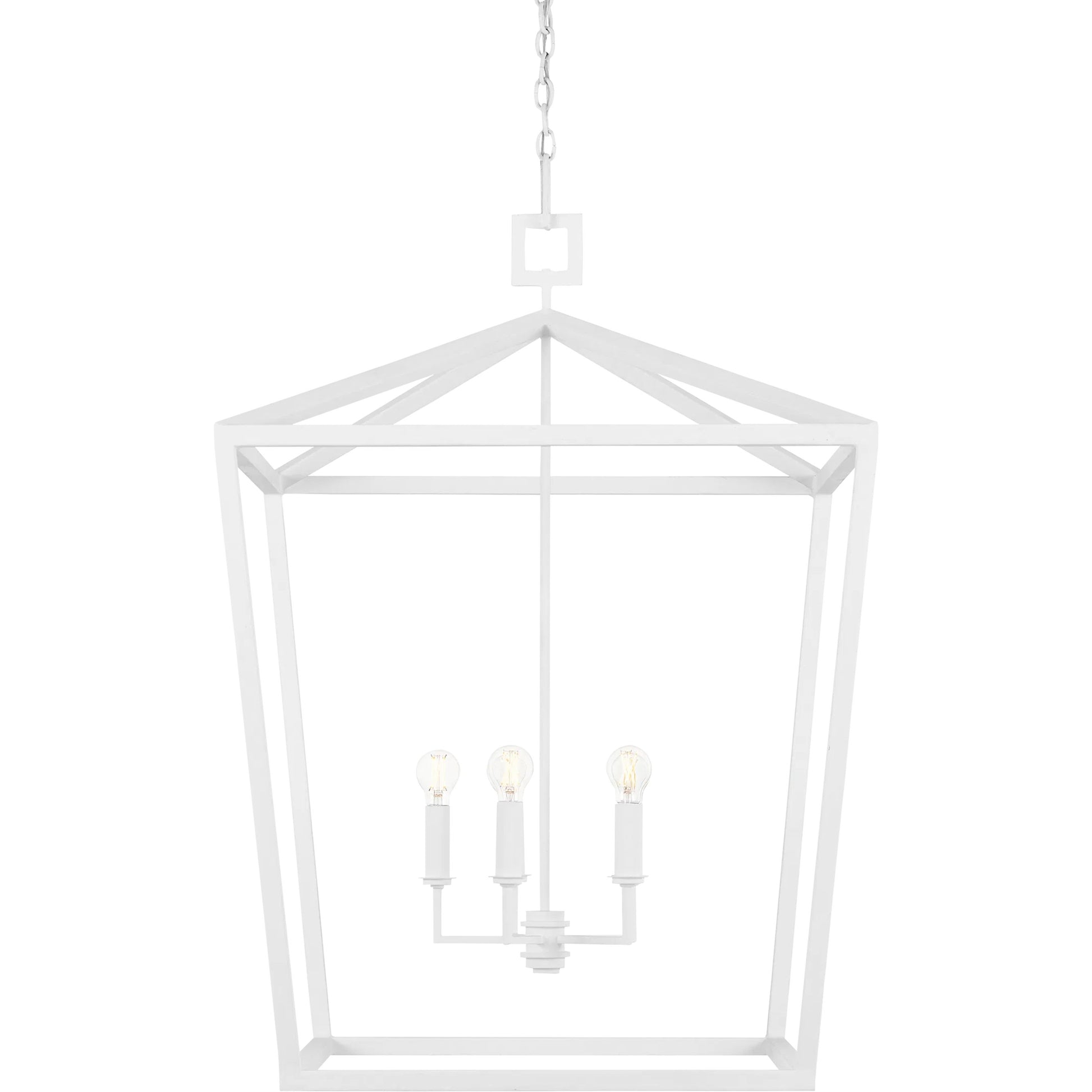 Denison Chandelier by Currey and Company in gesso white. Made from wrought iron in a modern style.