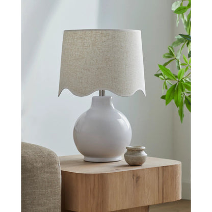 Doheny Table Lamp II by Livabliss in high gloss. Made from ceramic, rattan, metal in a modern style.