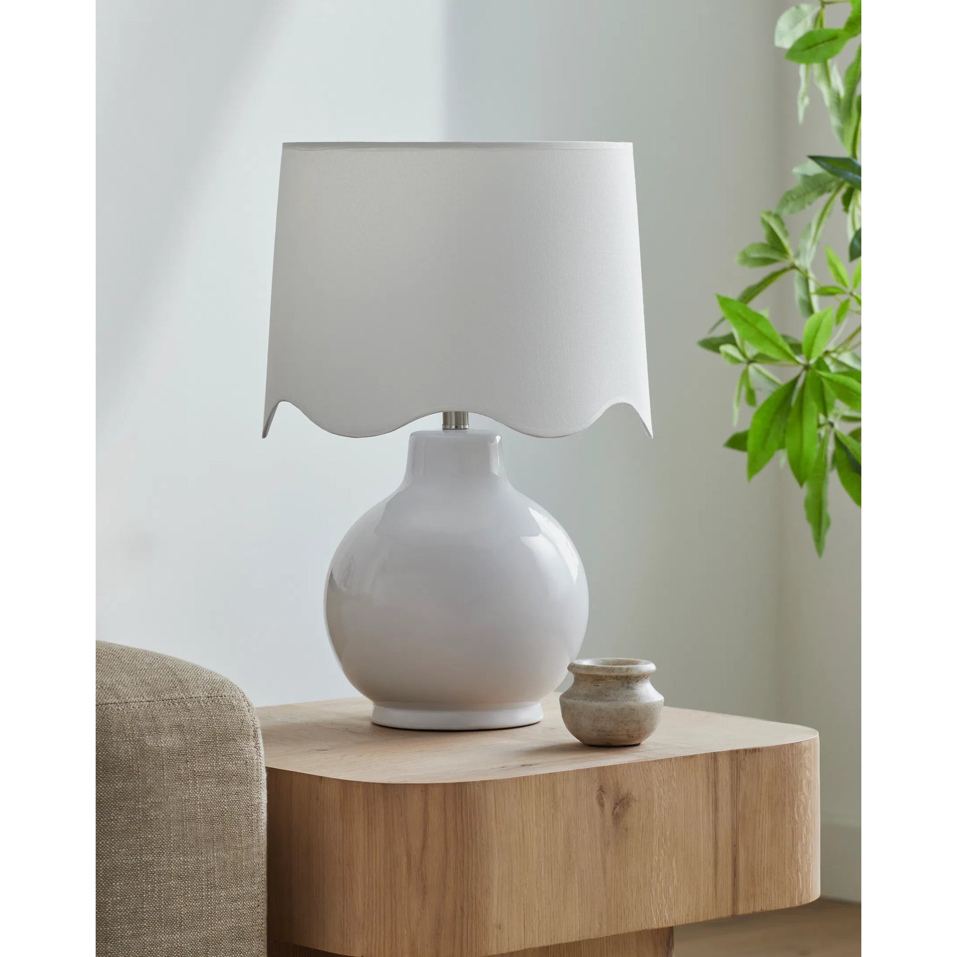 Doheny Table Lamp III by Livabliss in high gloss. Made from ceramic, rattan, metal in a modern style.