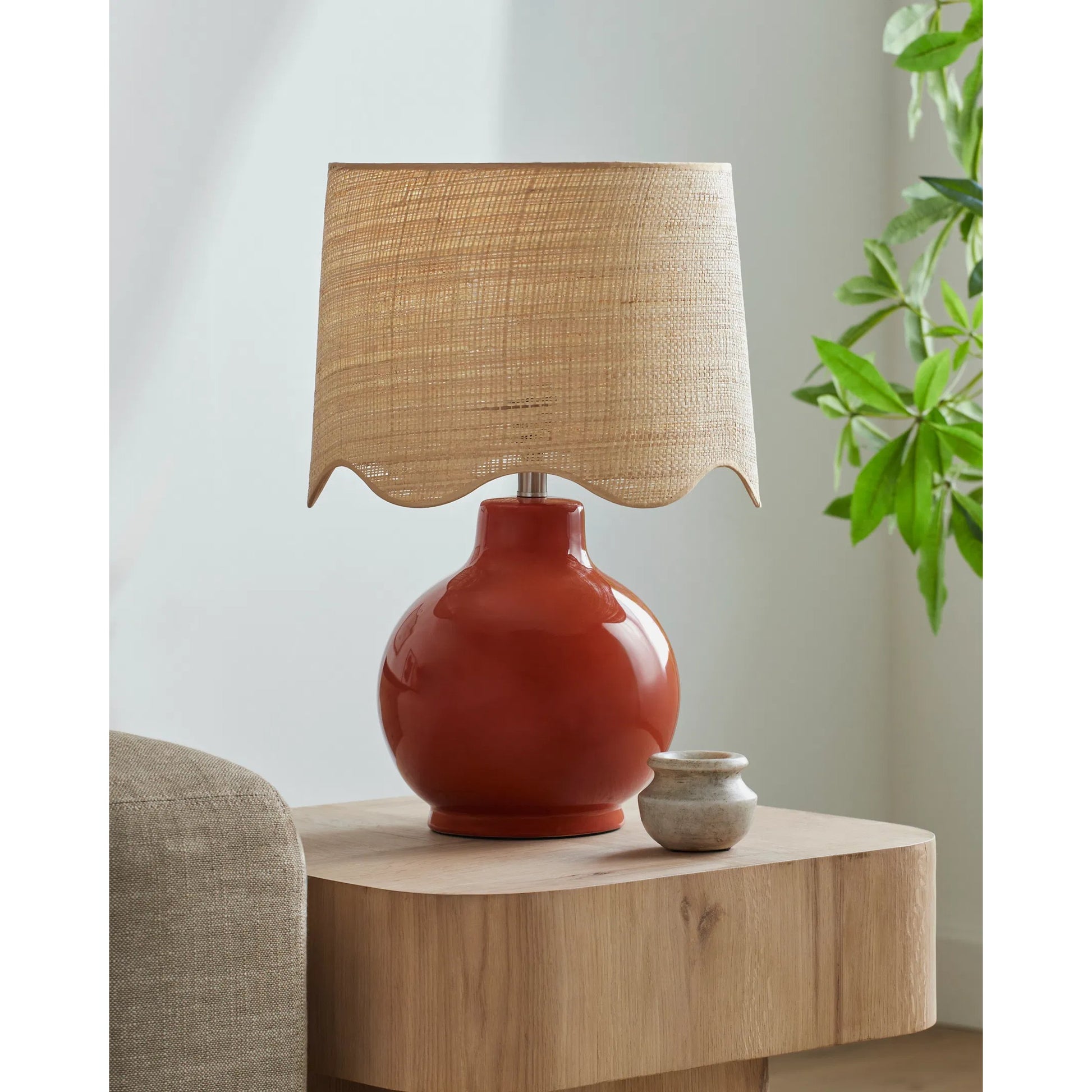 Doheny Table Lamp I by Livabliss in high gloss. Made from ceramic, rattan, metal in a cottage & farmhouse style.