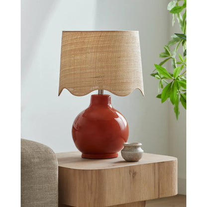 Doheny Table Lamp I by Livabliss in high gloss. Made from ceramic, rattan, metal in a cottage & farmhouse style.