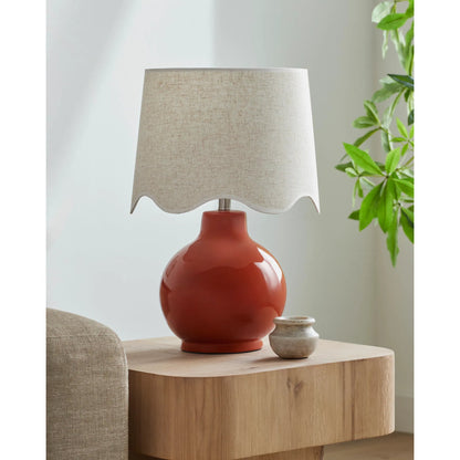 Doheny Table Lamp II by Livabliss in high gloss. Made from ceramic, rattan, metal in a modern style.
