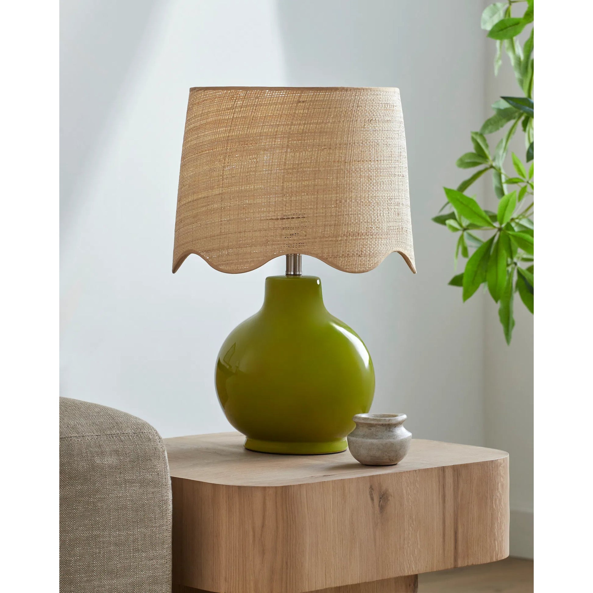 Doheny Table Lamp I by Livabliss in high gloss. Made from ceramic, rattan, metal in a cottage & farmhouse style.