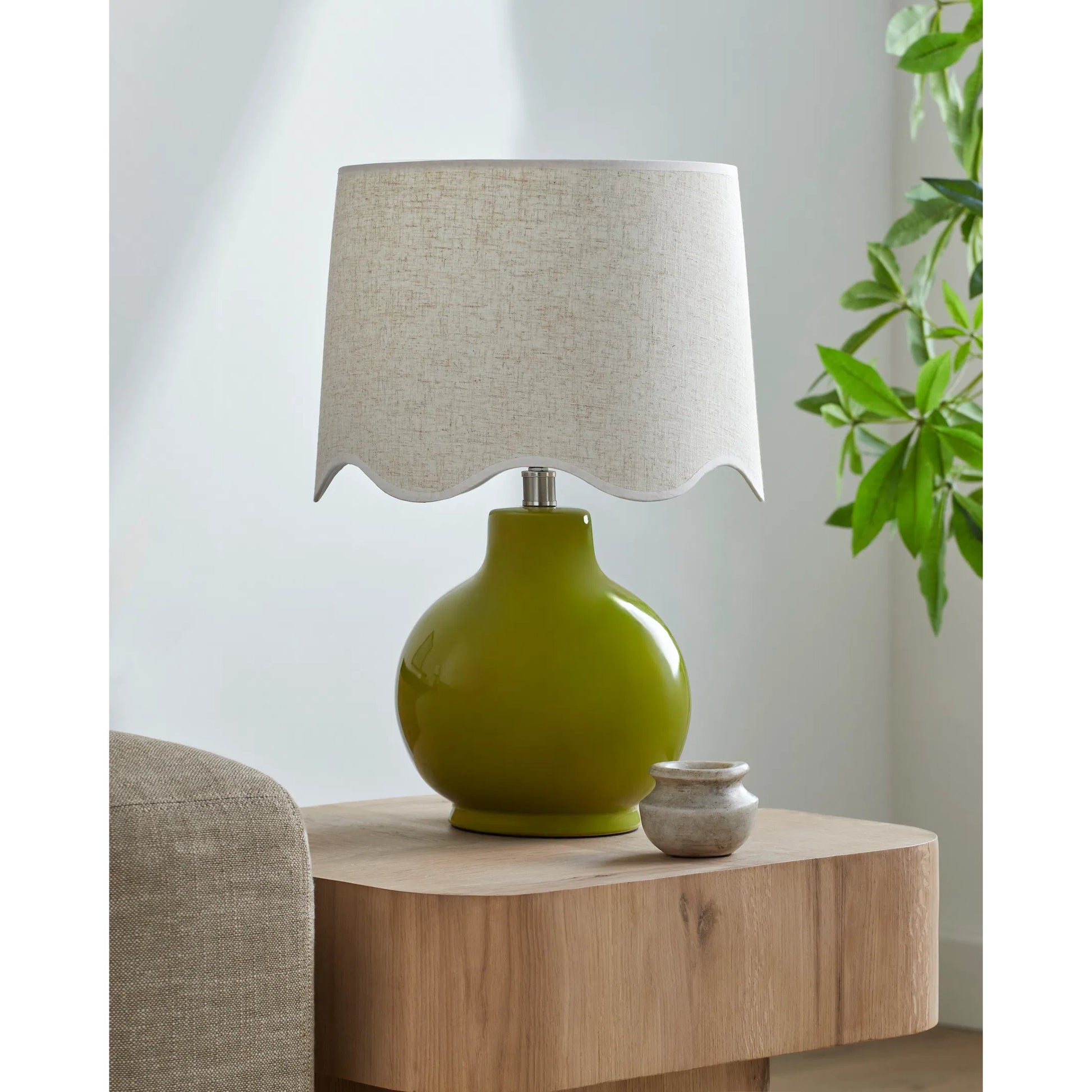 Doheny Table Lamp II by Livabliss in high gloss. Made from ceramic, rattan, metal in a modern style.