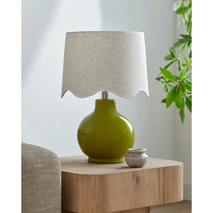 Doheny Table Lamp II by Livabliss in high gloss. Made from ceramic, rattan, metal in a modern style.
