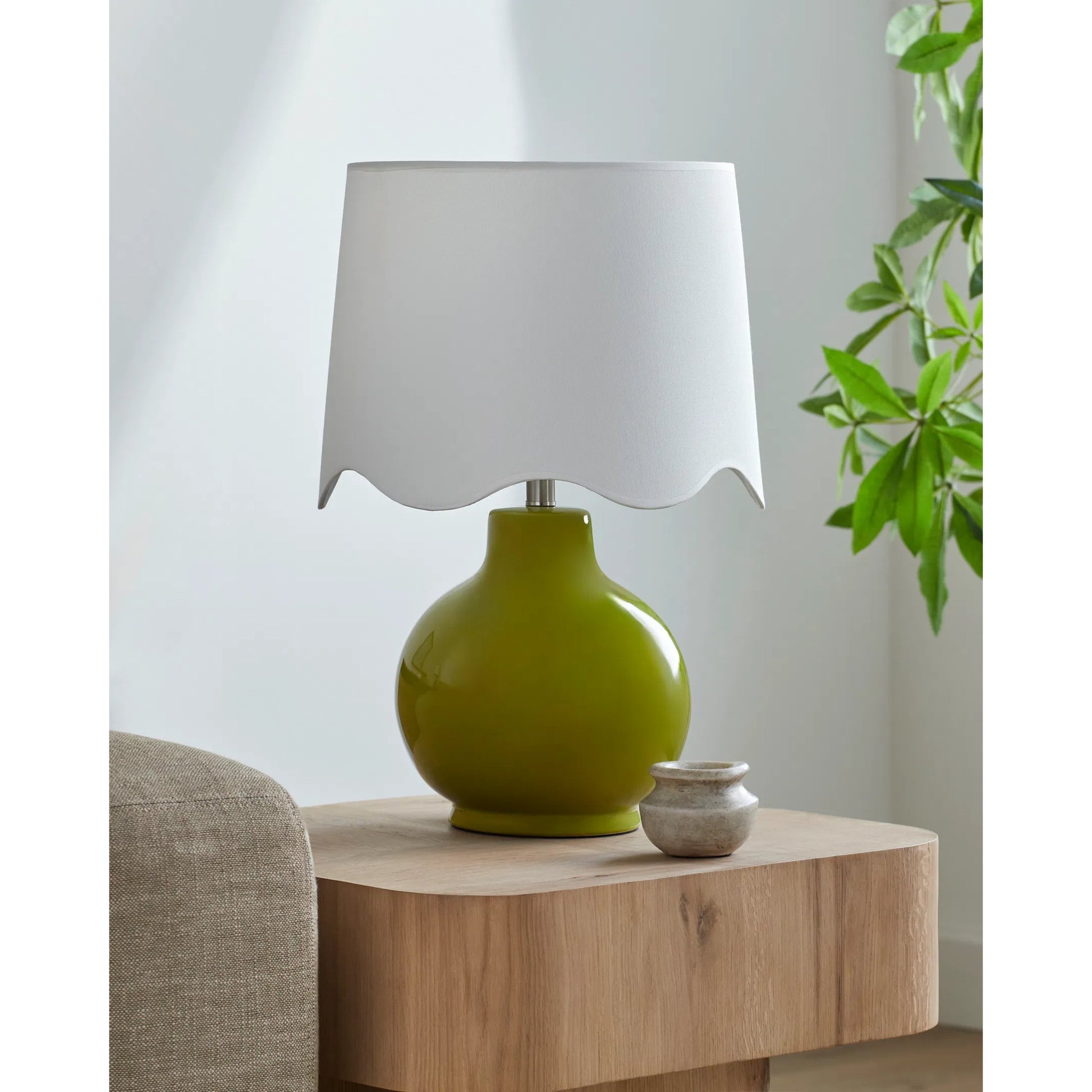 Doheny Table Lamp III by Livabliss in high gloss. Made from ceramic, rattan, metal in a modern style.
