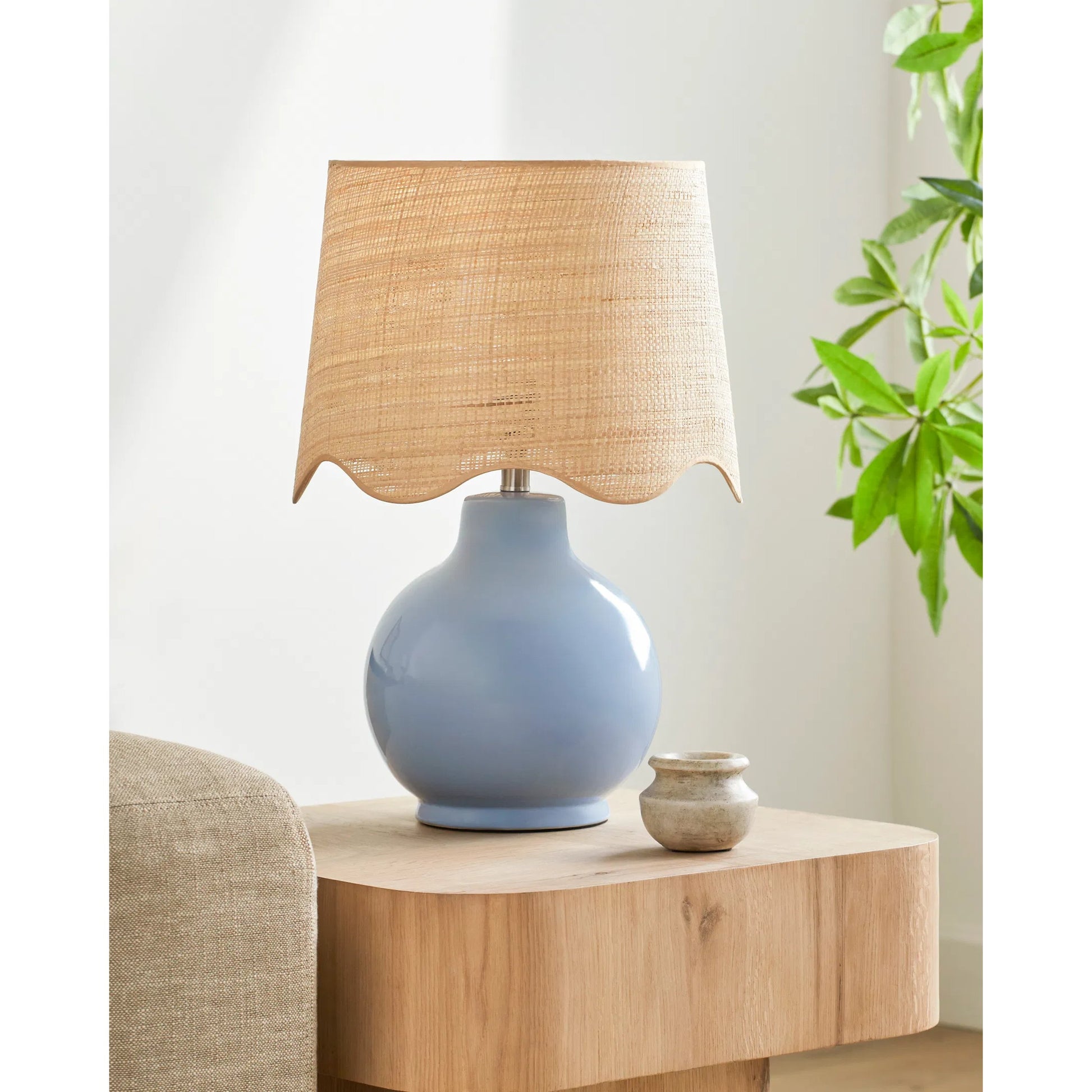 Doheny Table Lamp I by Livabliss in high gloss. Made from ceramic, rattan, metal in a cottage & farmhouse style.