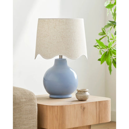 Doheny Table Lamp II by Livabliss in high gloss. Made from ceramic, rattan, metal in a modern style.