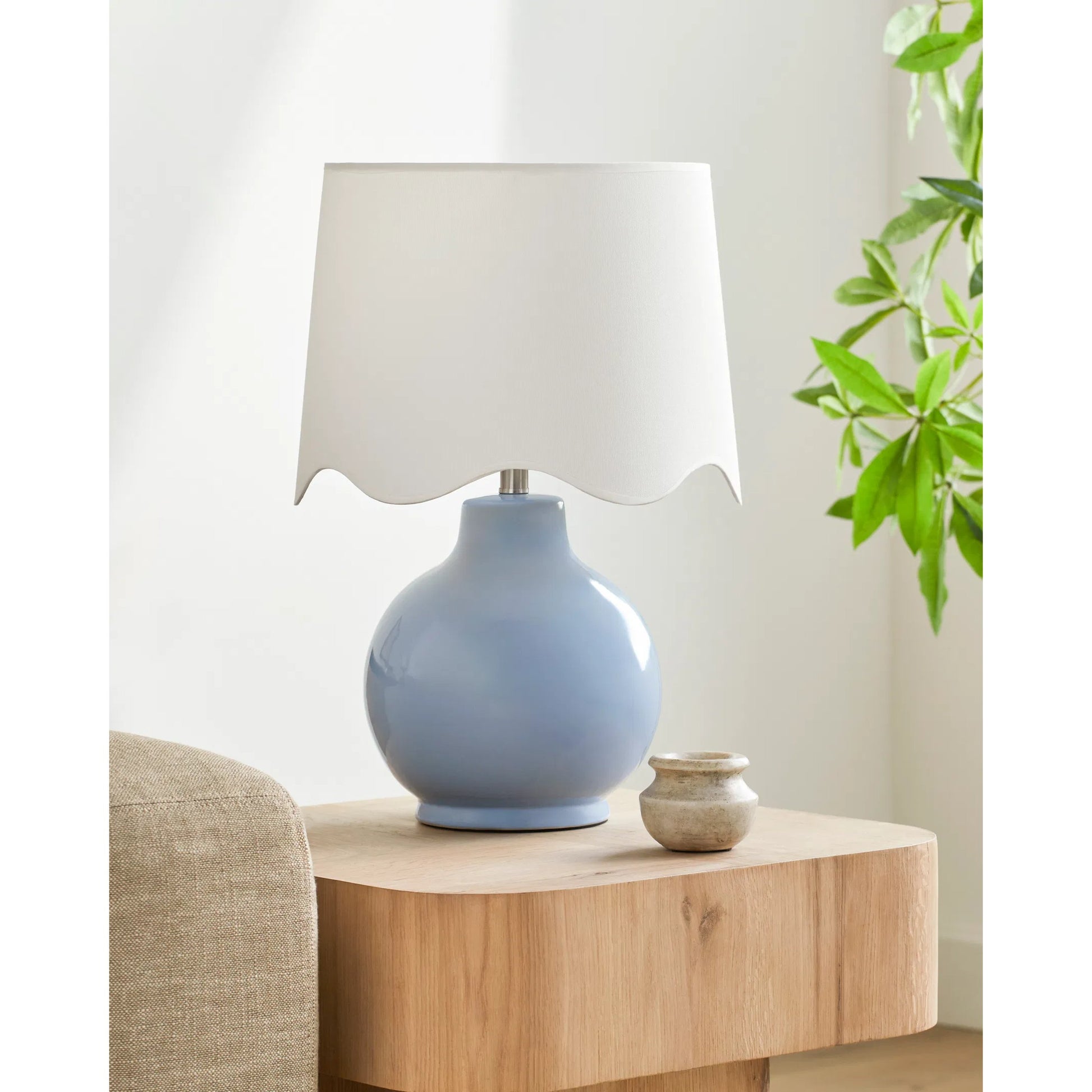 Doheny Table Lamp III by Livabliss in high gloss. Made from ceramic, rattan, metal in a modern style.