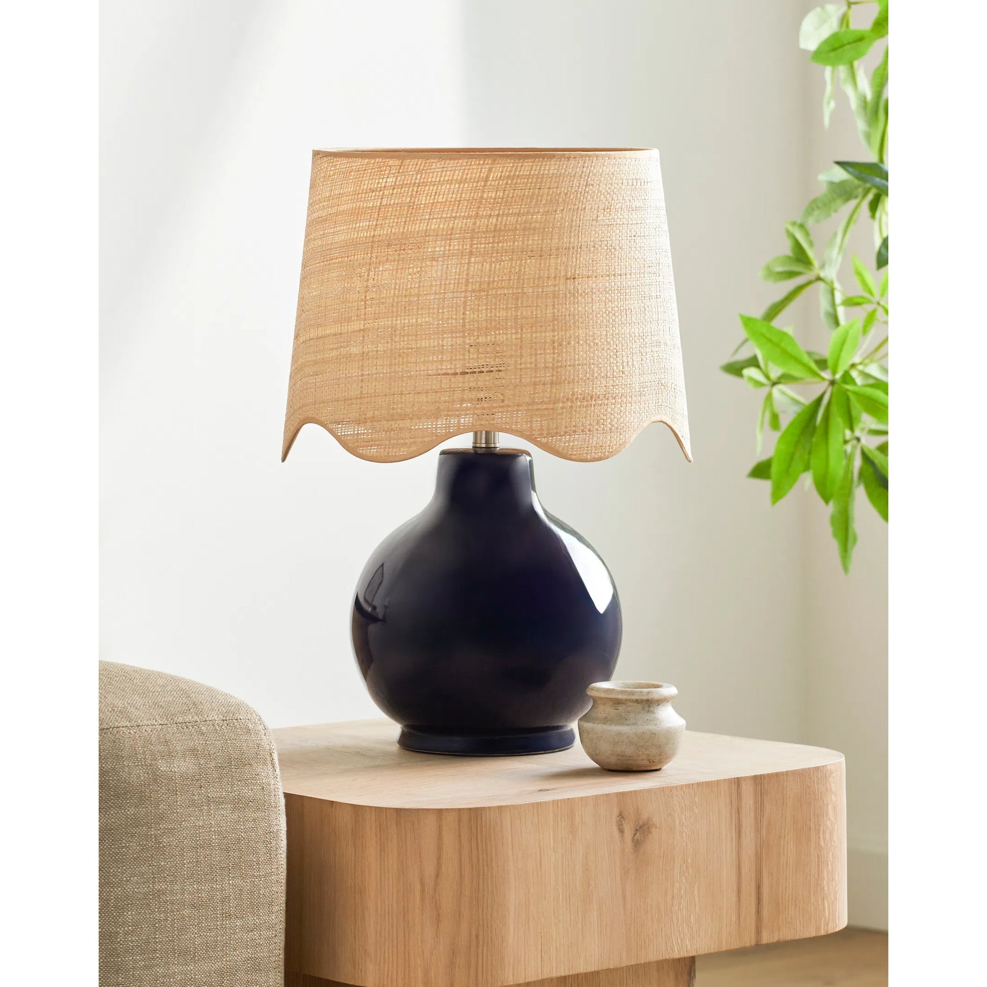 Doheny Table Lamp I by Livabliss in high gloss. Made from ceramic, rattan, metal in a cottage & farmhouse style.
