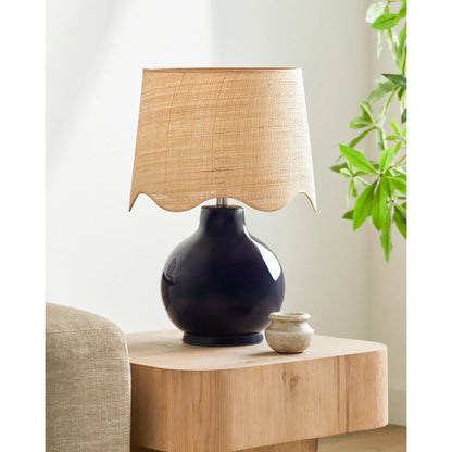 Doheny Table Lamp I by Livabliss in high gloss. Made from ceramic, rattan, metal in a cottage & farmhouse style.