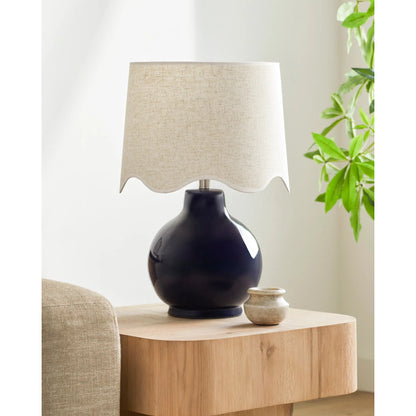 Doheny Table Lamp II by Livabliss in high gloss. Made from ceramic, rattan, metal in a modern style.