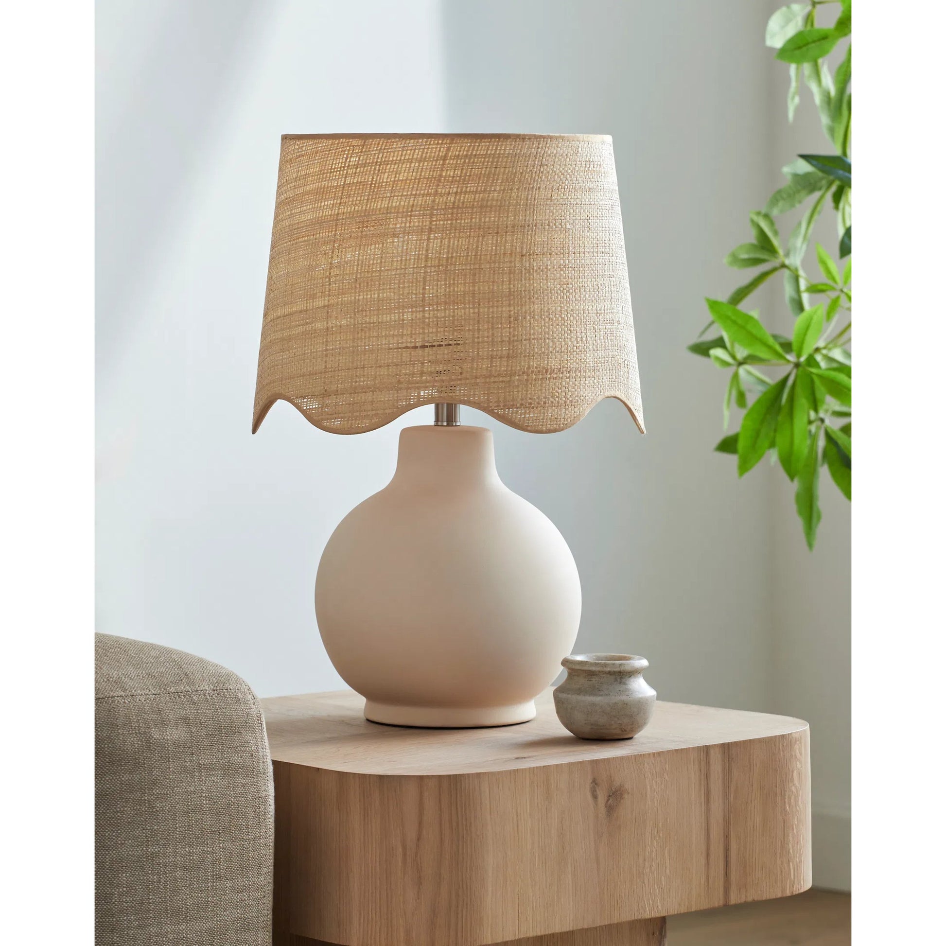 Doheny Table Lamp I by Livabliss in high gloss. Made from ceramic, rattan, metal in a cottage & farmhouse style.