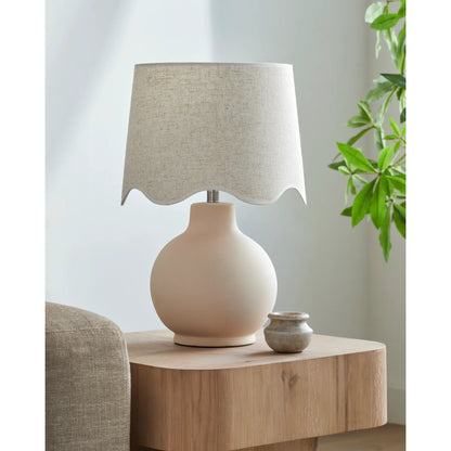 Doheny Table Lamp II by Livabliss in high gloss. Made from ceramic, rattan, metal in a modern style.