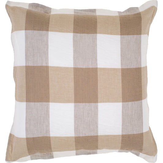 Dakota Pillow - 22065 by Livabliss in khaki, light silver, grey, warm grey, pale slate. Made from front: 55% linen, back: 55% linen, 45% cotton in a modern style.